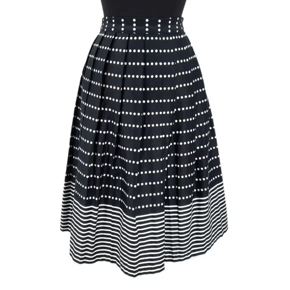 J.O.A. Skirts Joa Los Angeles Black White Polka Dot Striped